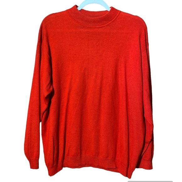 Vintage Rafaella Merino Wool Blend Red Crewneck Ribbed Knit Sweater Women's 2X - Picture 1 of 12